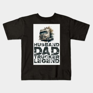 Husband Dad Trucker Legend #3 Kids T-Shirt